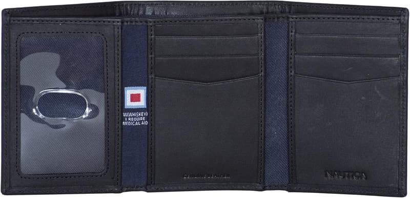 Men's Genuine Leather Trifold Wallet with RFID Blocking Protection