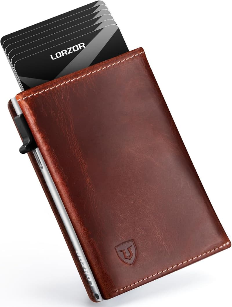 Men's RFID Blocking Leather Trifold Wallet with Card Holder