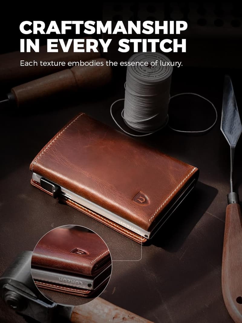 Men's RFID Blocking Leather Trifold Wallet with Card Holder