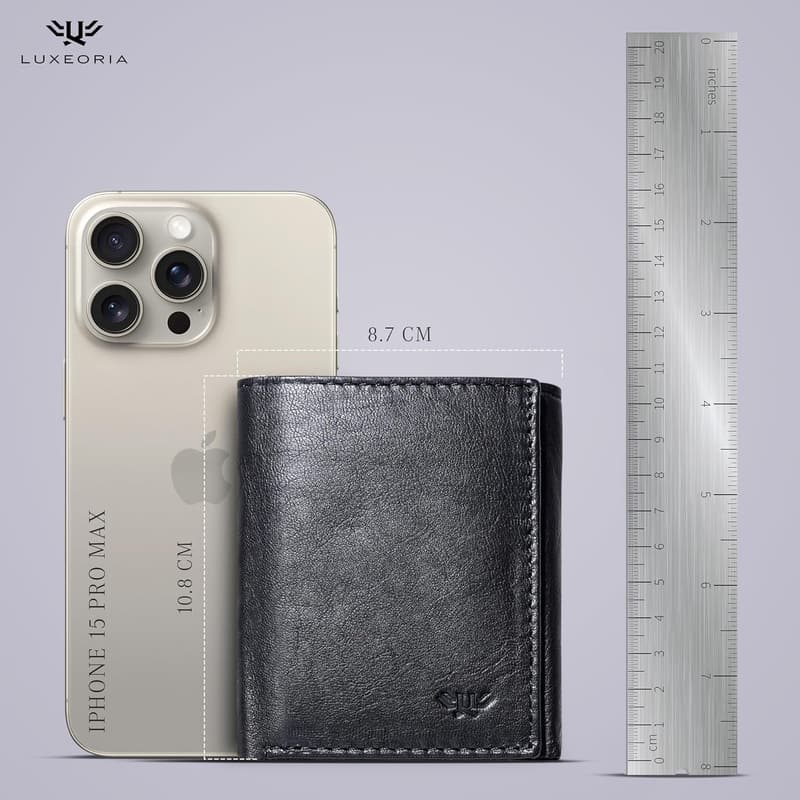 Men's RFID Blocking Leather Travel Wallet - Slim Trifold, Black