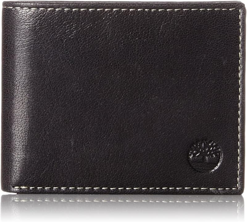 Black Timberland Men's Leather Trifold Wallet
