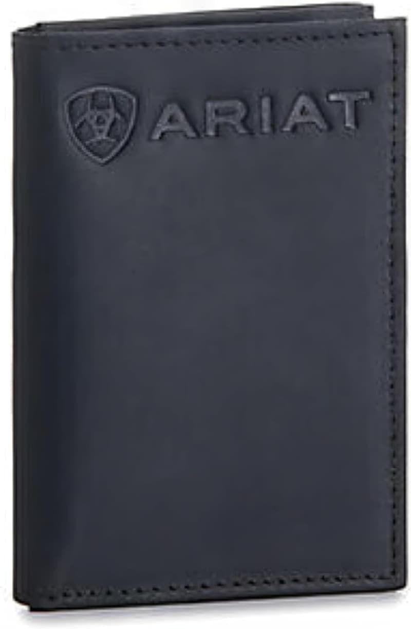 Men's Genuine Leather Trifold Wallet with Embossed Logo