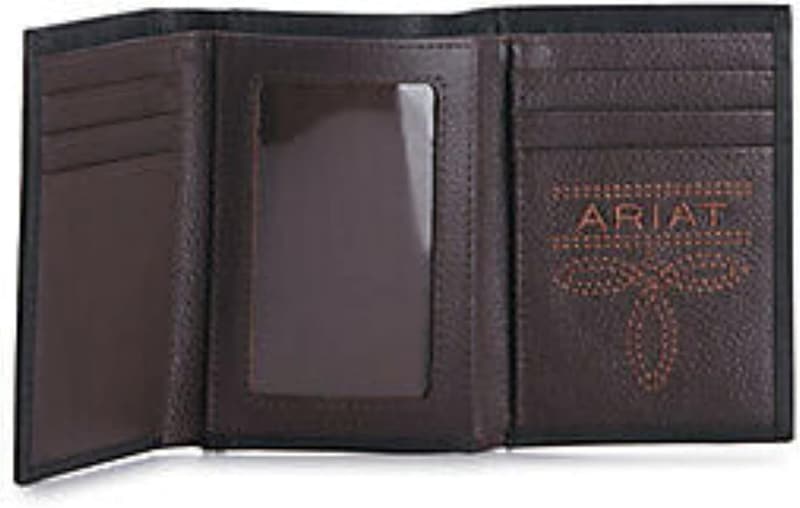 Men's Genuine Leather Trifold Wallet with Embossed Logo