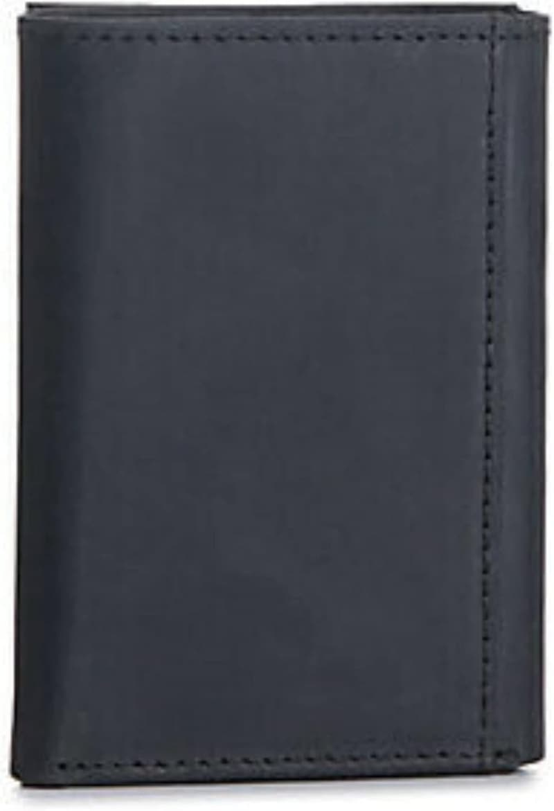 Men's Genuine Leather Trifold Wallet with Embossed Logo