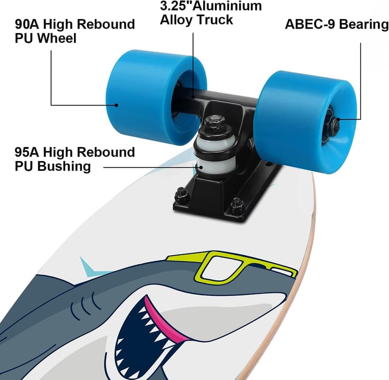 22-Inch Mini Cruiser Skateboard for Kids and Beginners
