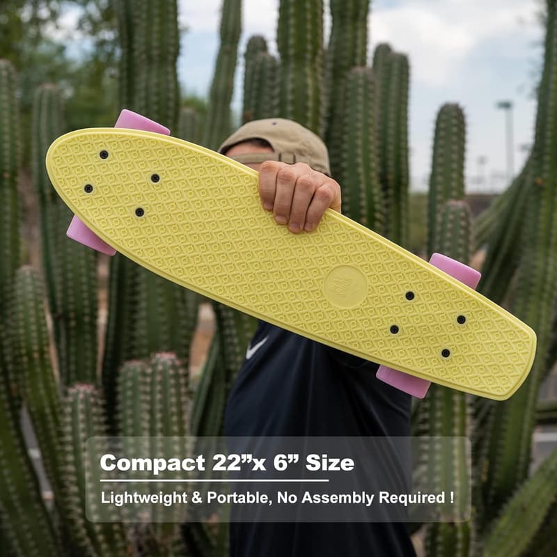 Portable 22-Inch Mini Cruiser Skateboard for Kids & Beginners