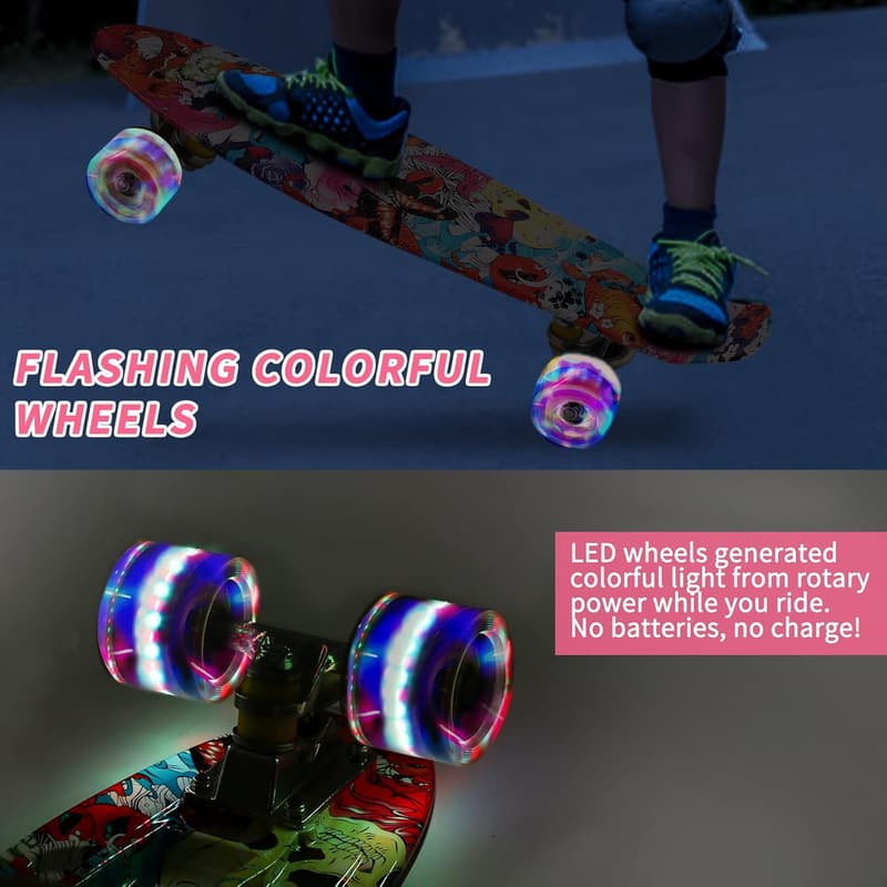 Mini Cruiser Skateboard with Flashing Wheels for Kids