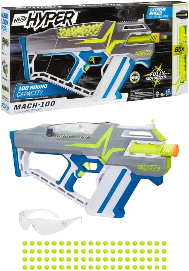 Nerf Hyper Mach-100 Motorized Blaster with 80 Rounds