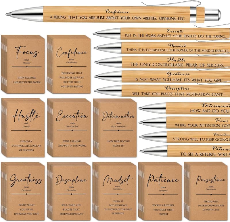 Employee Appreciation Gifts: 100 Pcs Motivational Notebooks & Pens