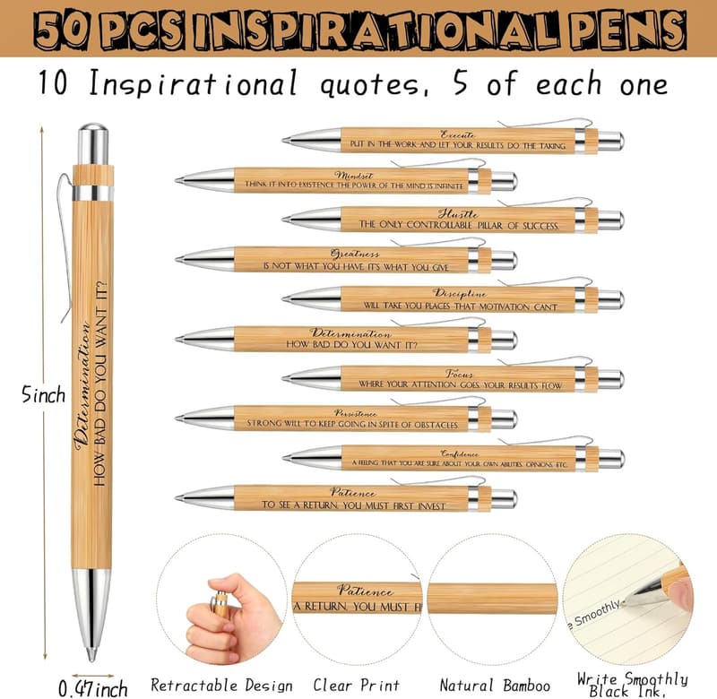 Employee Appreciation Gifts: 100 Pcs Motivational Notebooks & Pens