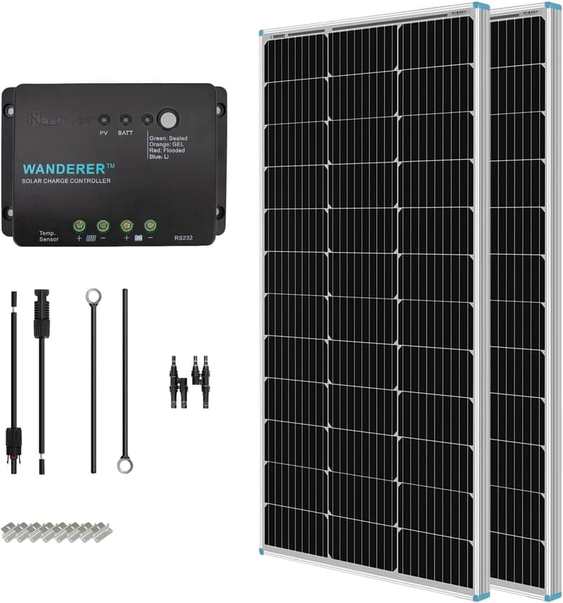 Renogy 200W Monocrystalline Solar Panel Kit for Off-Grid Use