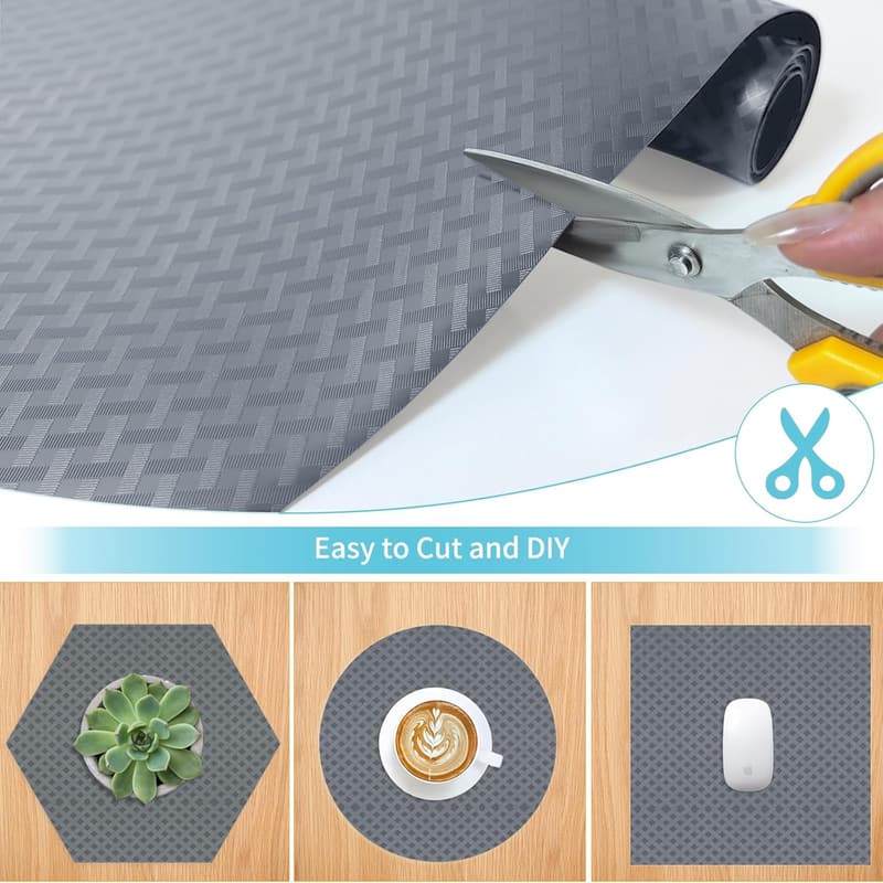 Washable Shelf Liner Roll - Grey Grid, 18