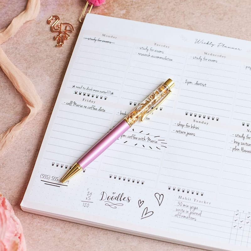 Peachly Undated Weekly Planner Notepad with 60 Tear-Off Pages