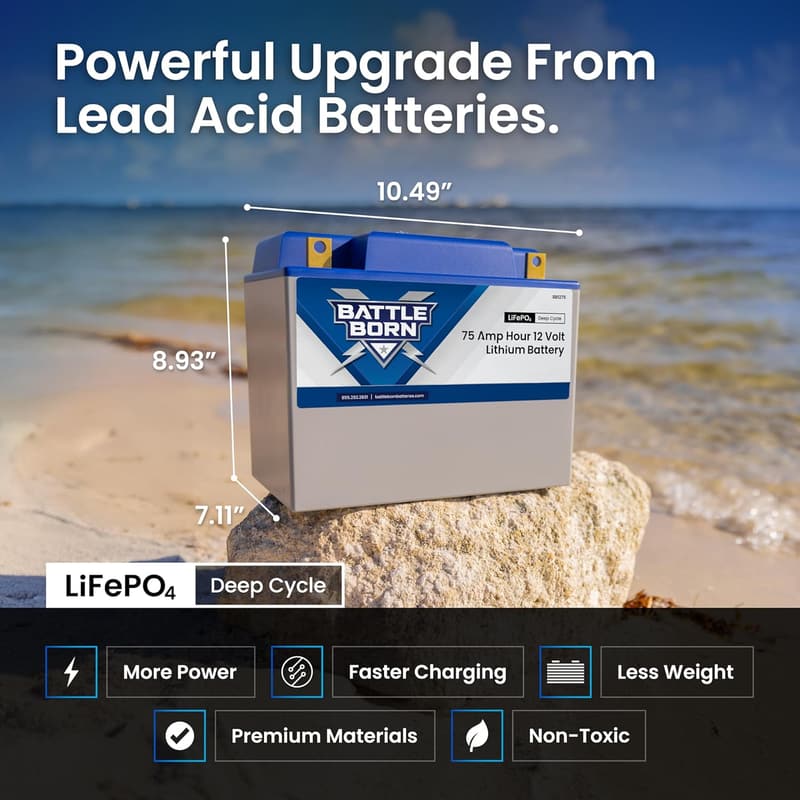 Heated 75Ah 12V Lithium-Ion Battery for RVs & Off-Grid Use