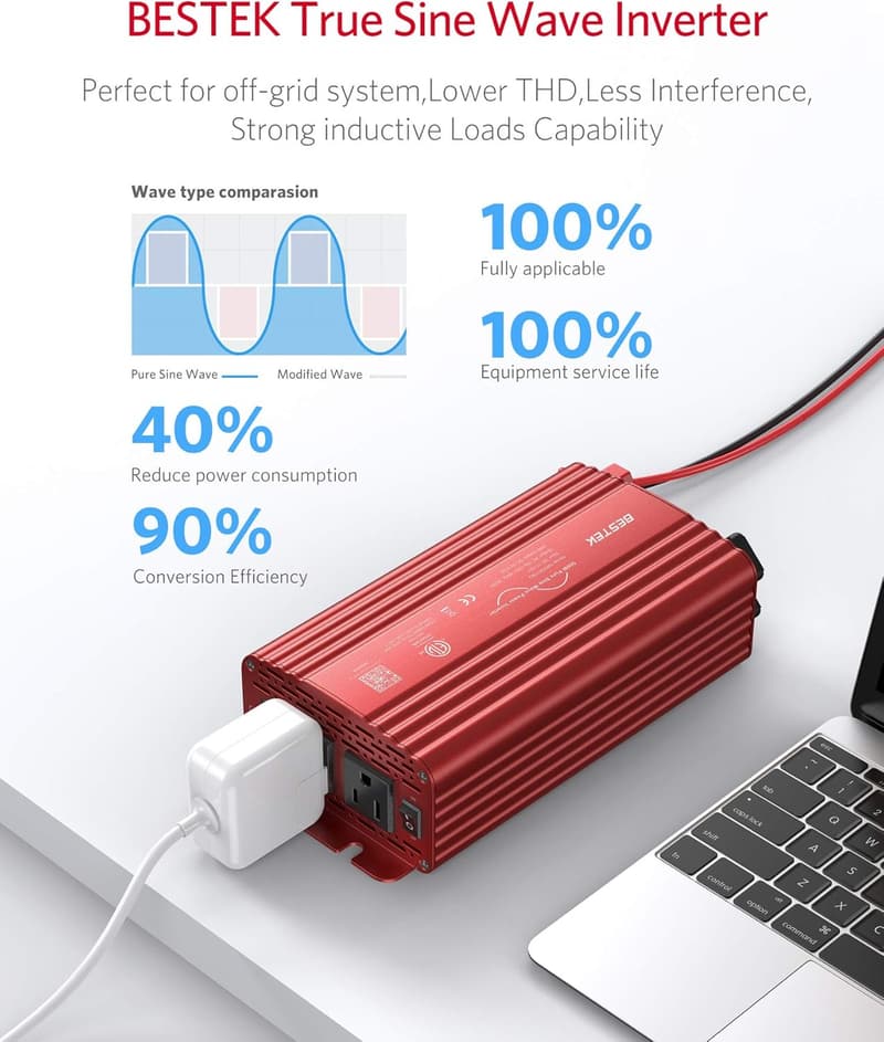 500W Pure Sine Wave Power Inverter with Dual USB Charging