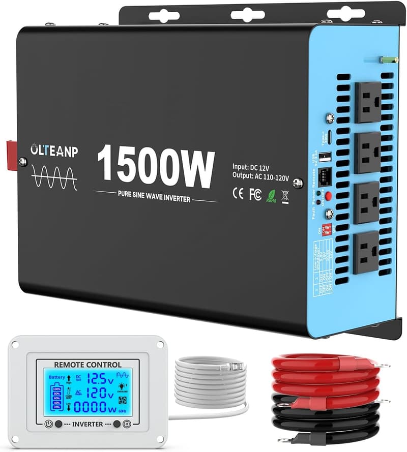 1500W Pure Sine Wave Inverter with USB & Type-C Ports