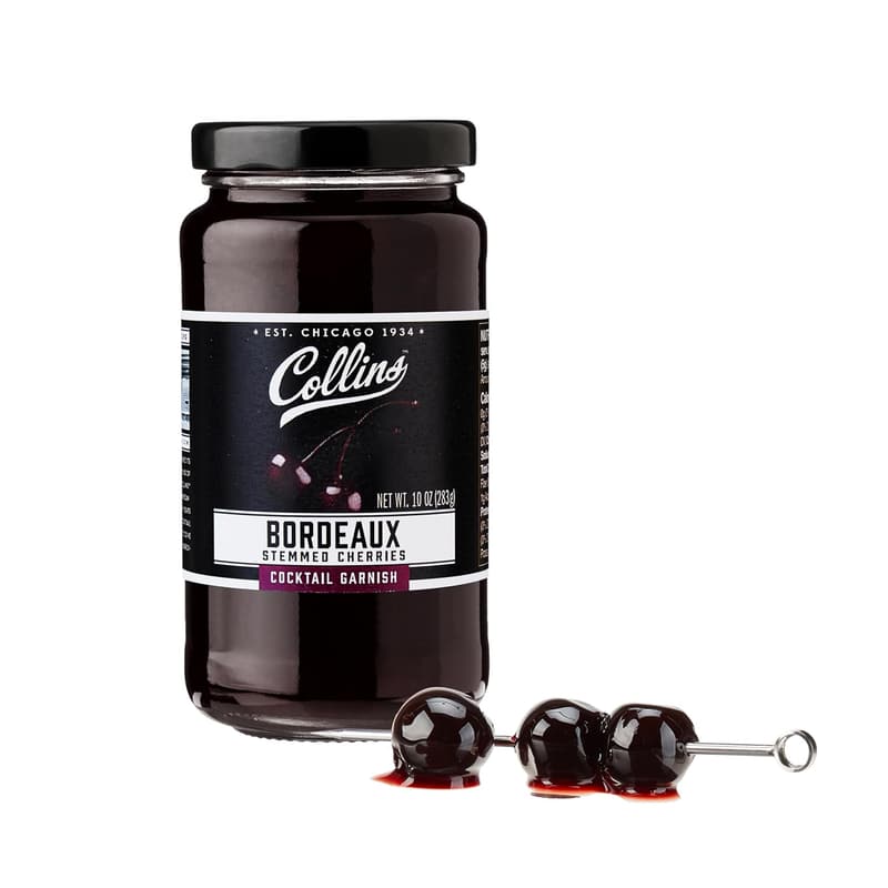 Premium Bordeaux Stemmed Cherries - Dark Cherry Cocktail Garnish, 10oz