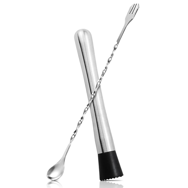 Cocktail Stir Spoon Muddler Set - Stainless Steel Bar Tool