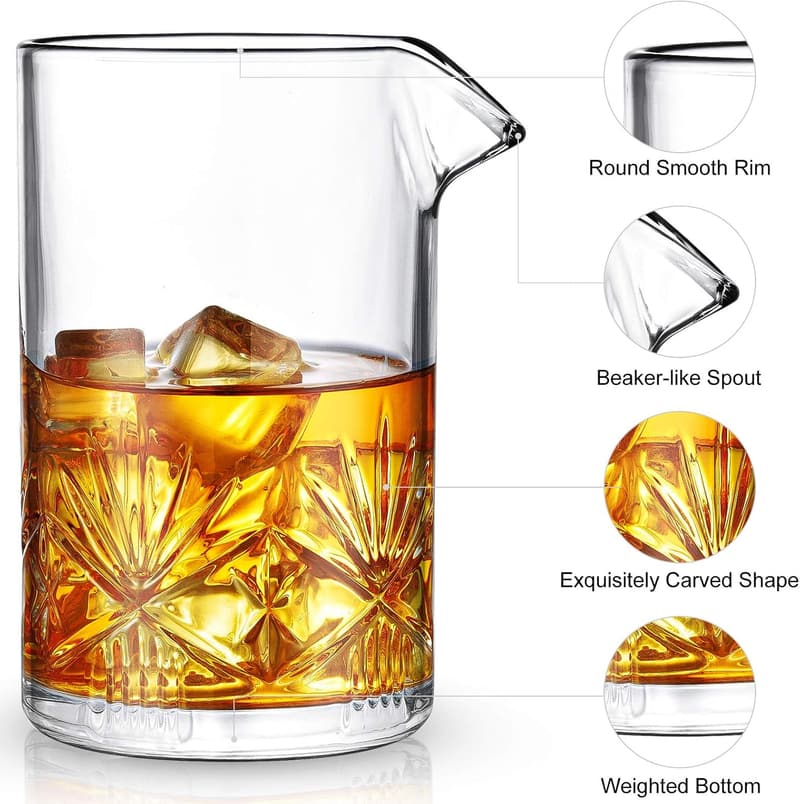 Cocktail Set with 18oz Crystal Mixing Glass & Bar Tools