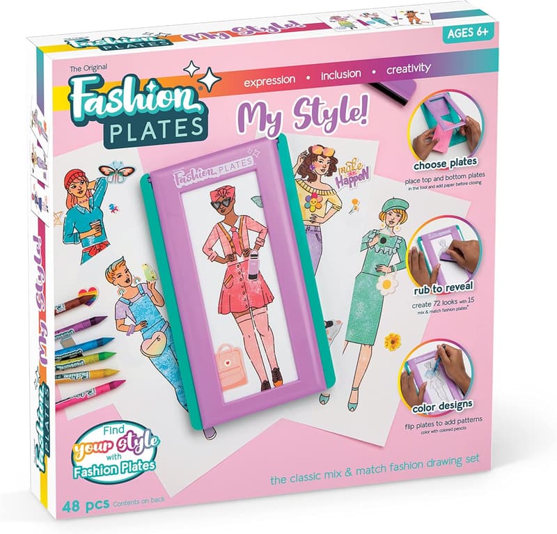 Fashion Plates Drawing Kit for Kids – Create 100s of Designs