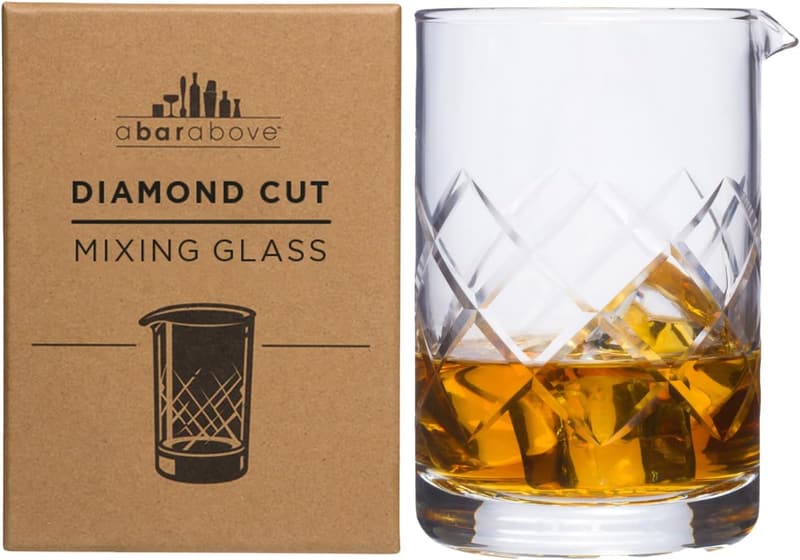 Diamond Cut Cocktail Mixing Glass, 18 Oz Sturdy Beaker