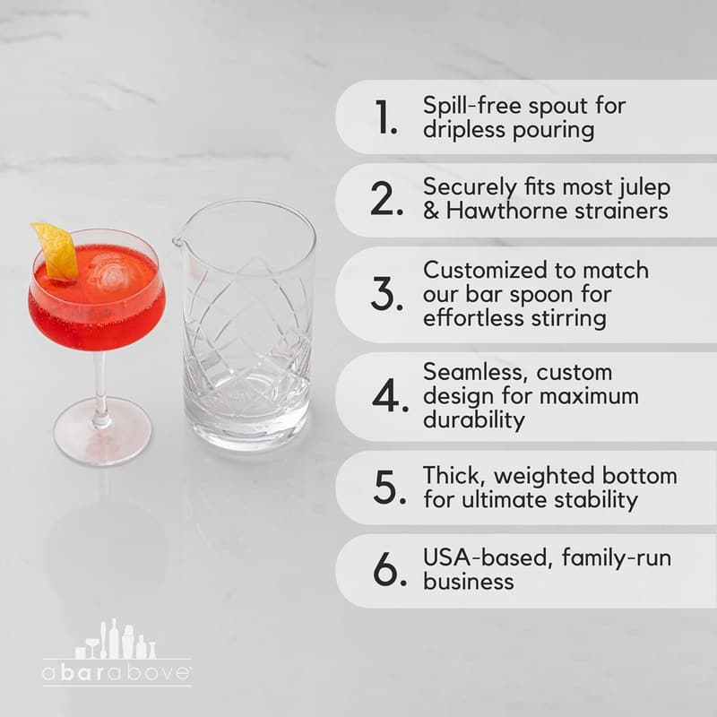 Diamond Cut Cocktail Mixing Glass, 18 Oz Sturdy Beaker