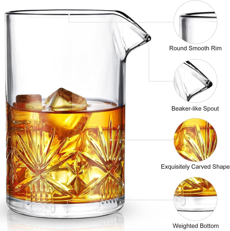 Cocktail Mixing Glass Set with 10 Bar Tools for Home Bartending
