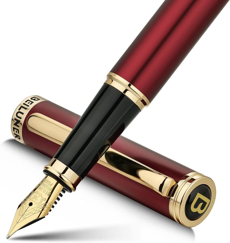 Luxury Red Fountain Pen with 24K Gold Finish - Elegant Gift for All