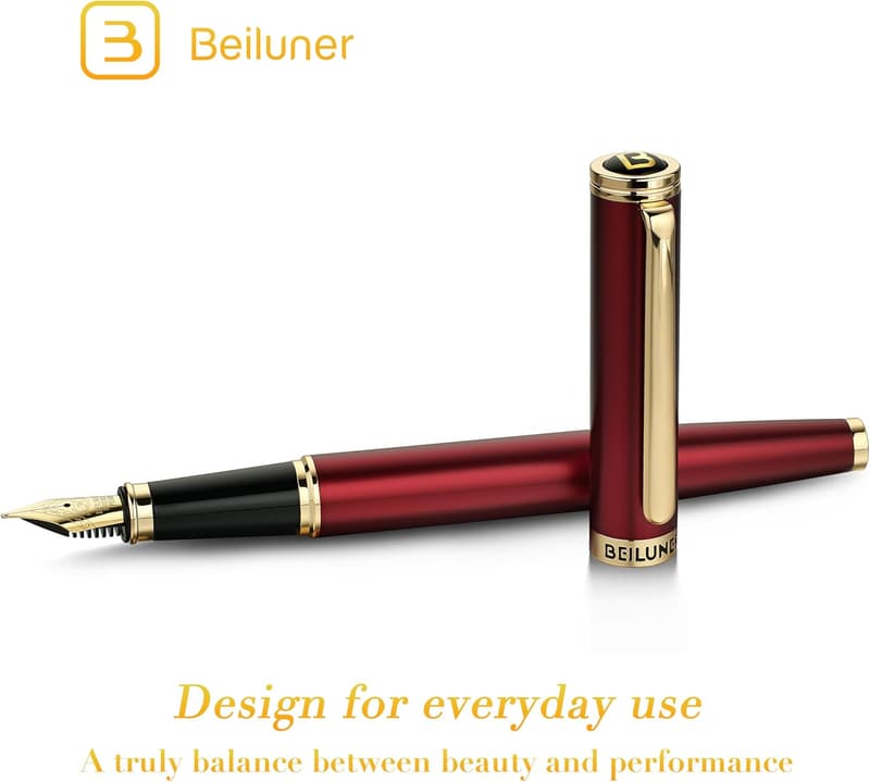 Luxury Red Fountain Pen with 24K Gold Finish - Elegant Gift for All
