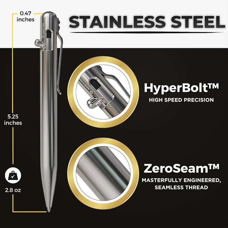Luxury Bolt Action Pen - Durable Refillable Stainless Steel EDC