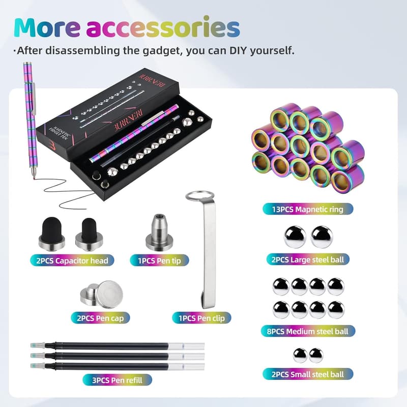 Magnetic Fidget Pen with Stylus for Stress Relief
