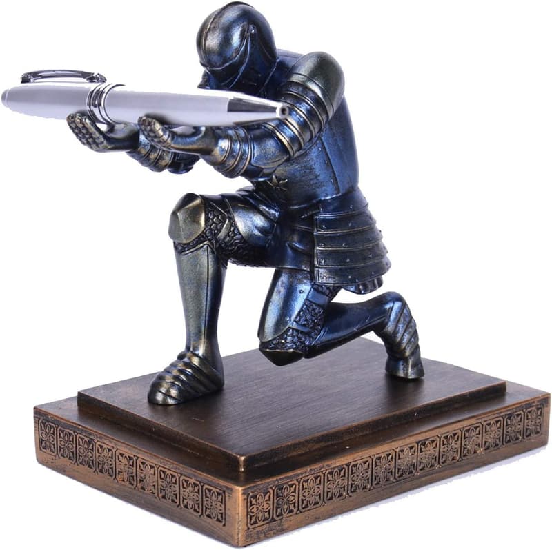 Blue Resin Soldier Desk Organizer Pen Holder for Men