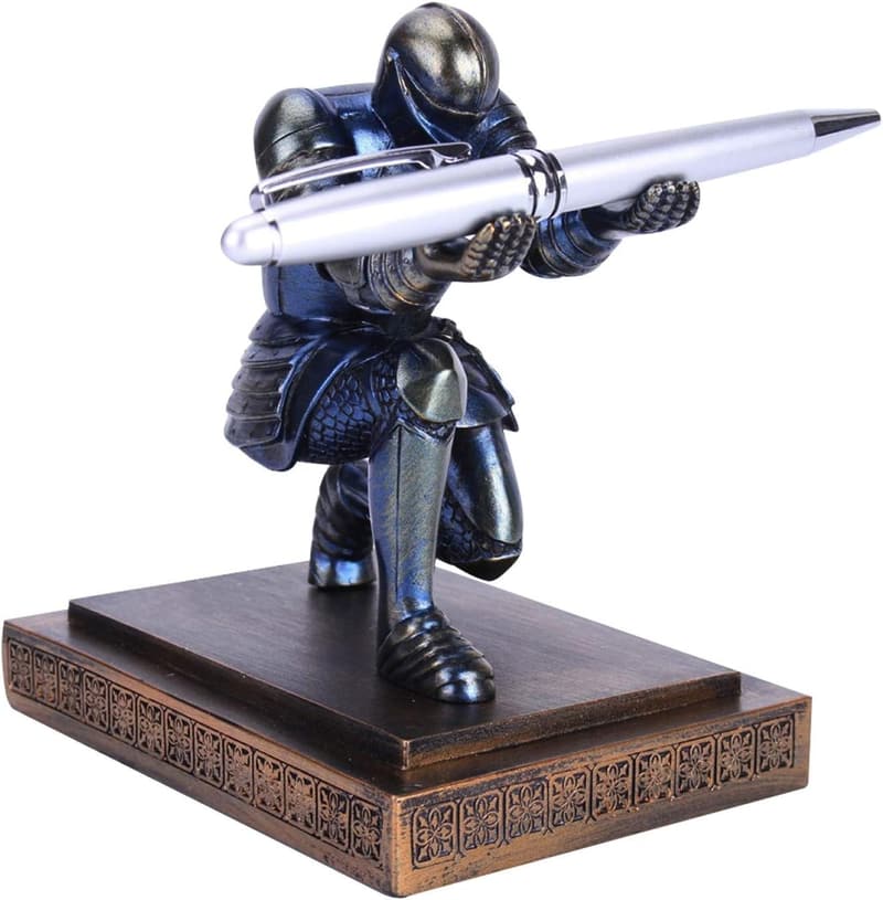 Blue Resin Soldier Desk Organizer Pen Holder for Men
