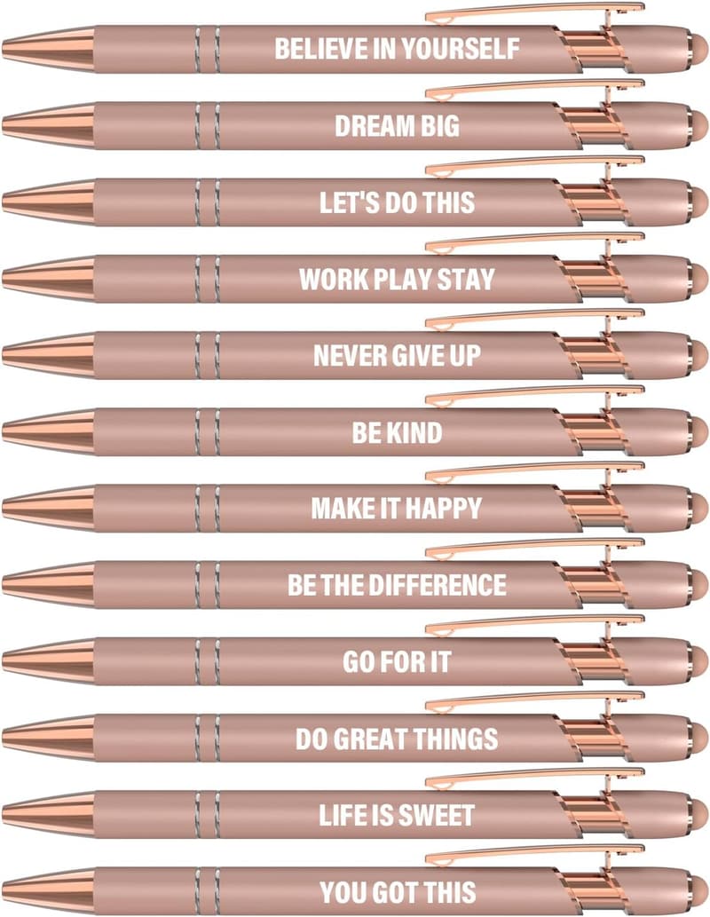 Inspirational Rose Gold Fine Point Pens - Set of 12