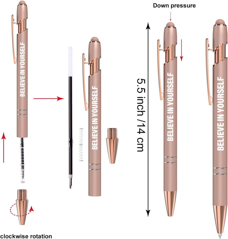 Inspirational Rose Gold Fine Point Pens - Set of 12