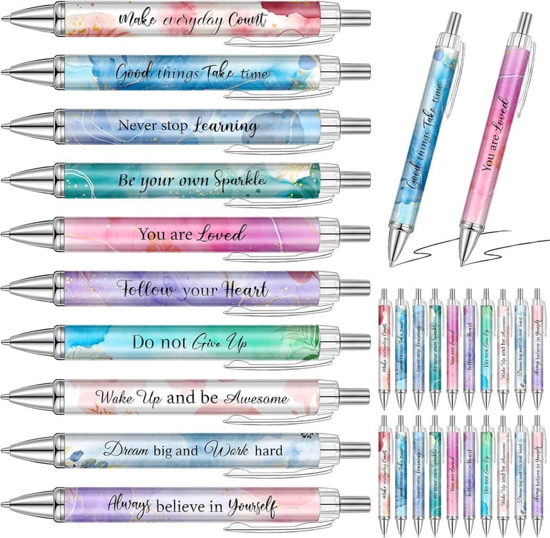 Inspirational Ballpoint Pens Set - Motivational Quotes for Women