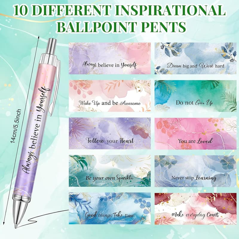 Inspirational Ballpoint Pens Set - Motivational Quotes for Women