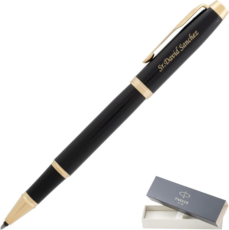 Personalized Black Lacquer Parker Rollerball Pen Gift