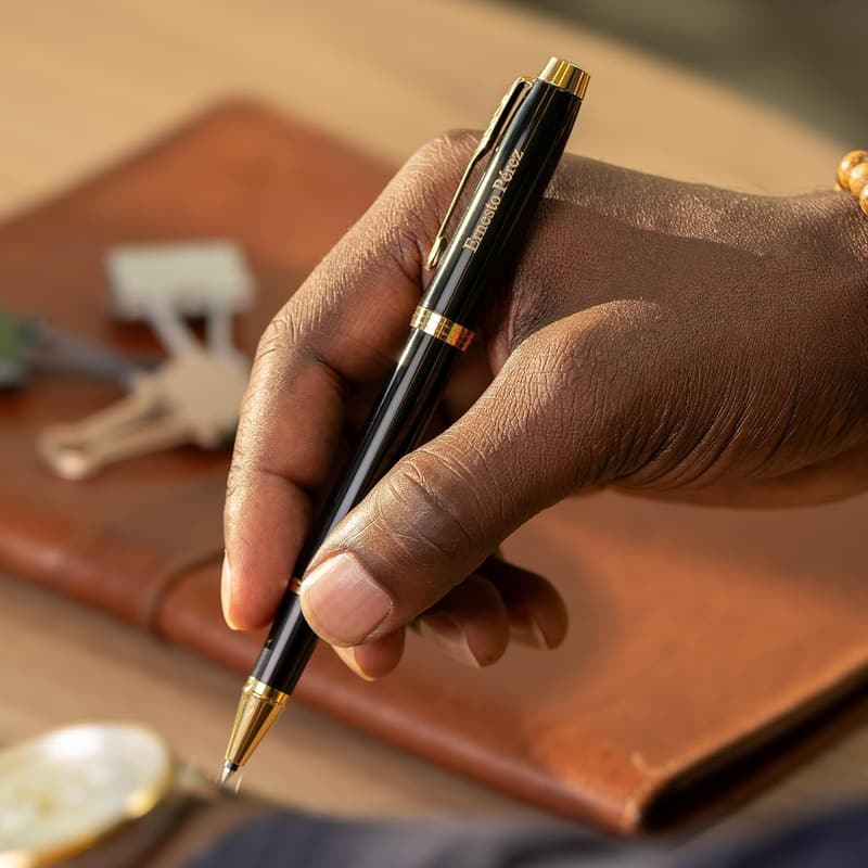 Personalized Black Lacquer Parker Rollerball Pen Gift