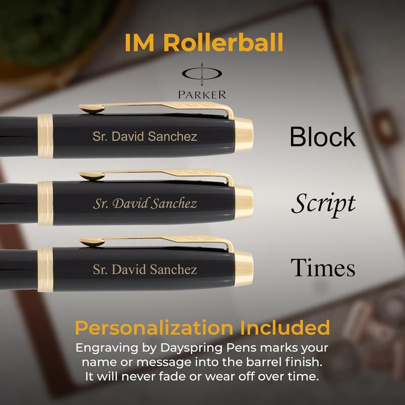 Personalized Black Lacquer Parker Rollerball Pen Gift