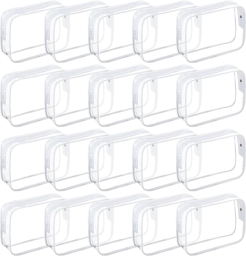 Clear Waterproof Toiletry Bags - 20-Pack Makeup Organizer for Travel