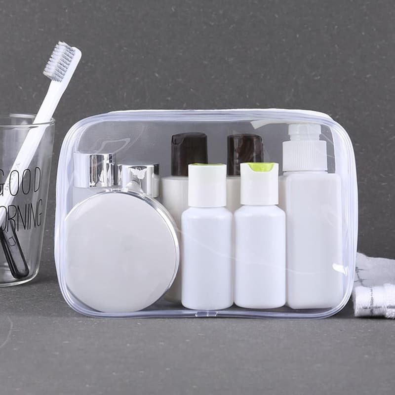 Clear Waterproof Toiletry Bags - 20-Pack Makeup Organizer for Travel