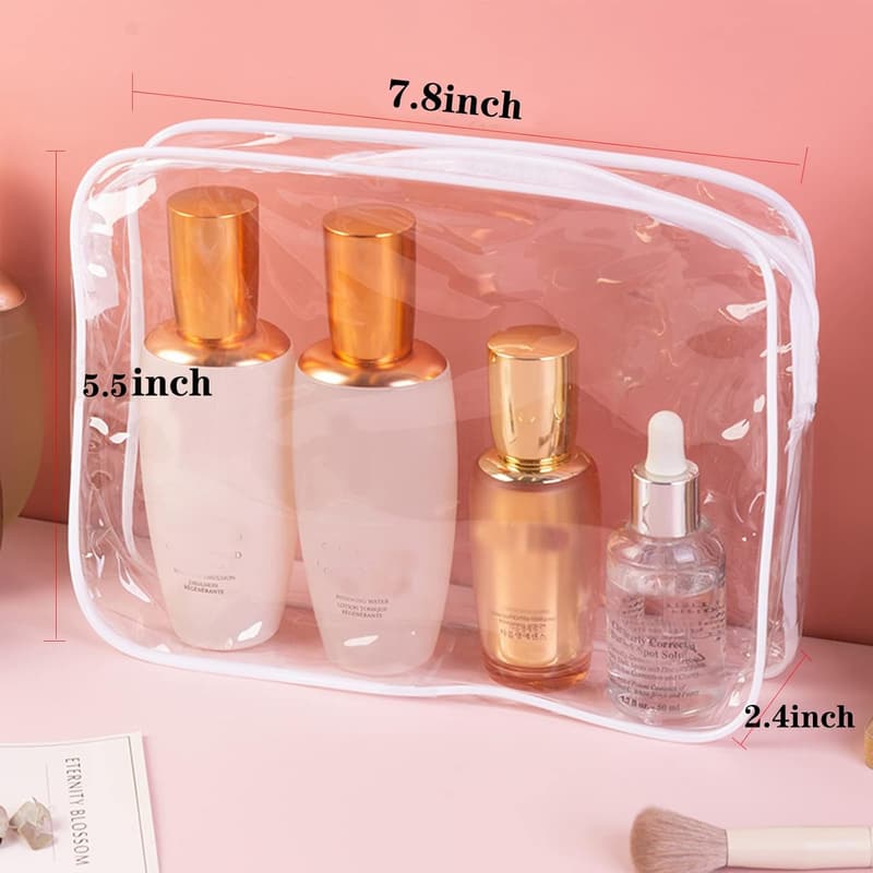 Clear Waterproof Toiletry Bags - 20-Pack Makeup Organizer for Travel
