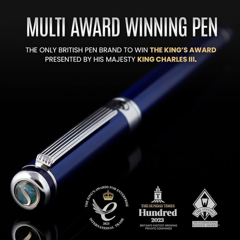 Luxury Midnight Blue Fountain Pen - Chrome Schmidt Nib Gift for Professionals