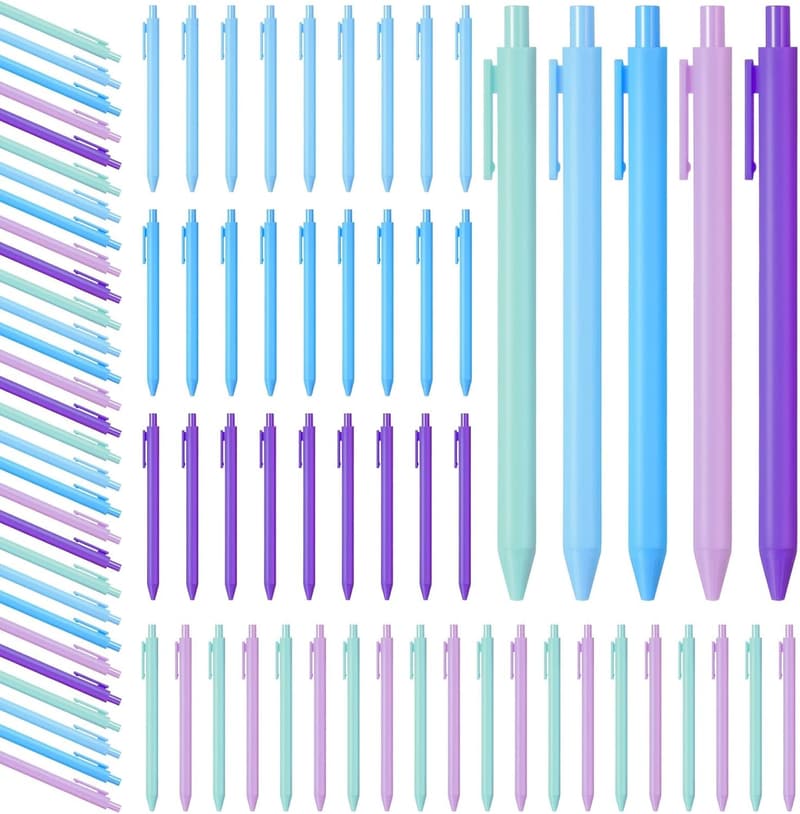 Cute Retractable Ballpoint Pens - 50 Pcs for School Supplies