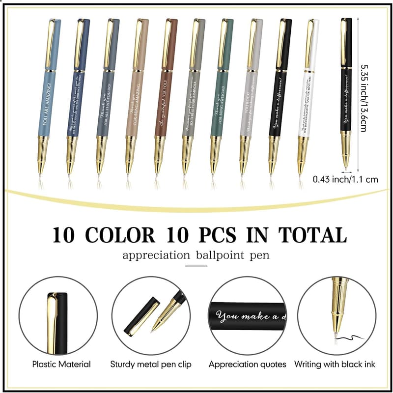 Bulk Thank You Gift Set: Inspirational Ballpoint Pens - 10 Pack