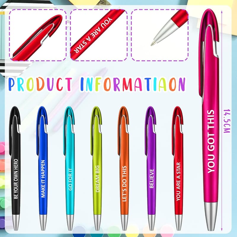 Inspirational Ballpoint Pens - 100 Pcs, Black Ink Gifts for Graduates