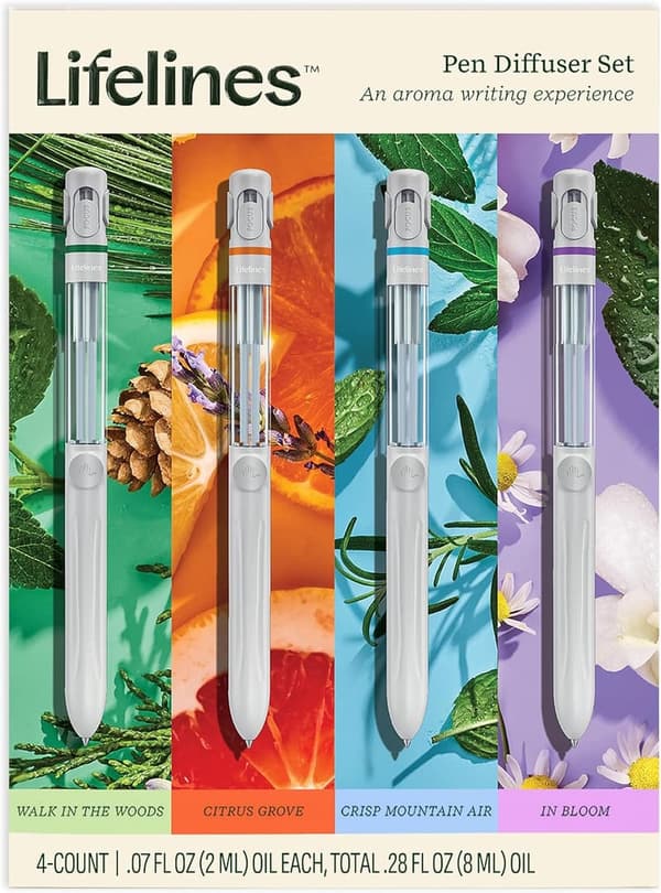 Aromatherapy Pen Diffuser Set - 4 Black Ballpoint Pens