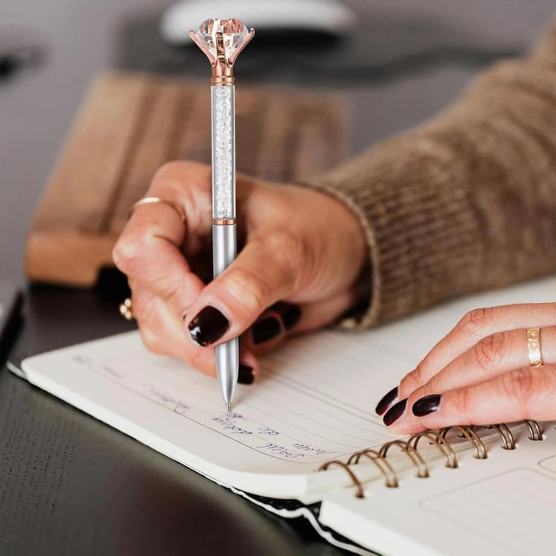 Silver Crystal Diamond Ballpoint Pens - 100 Pack for Women