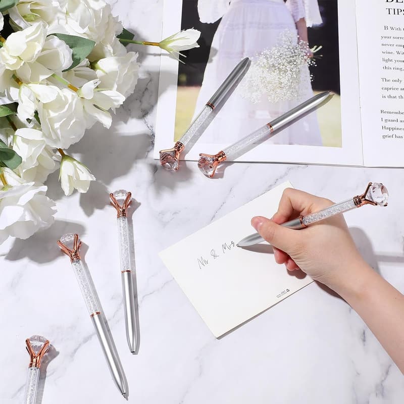 Silver Crystal Diamond Ballpoint Pens - 100 Pack for Women